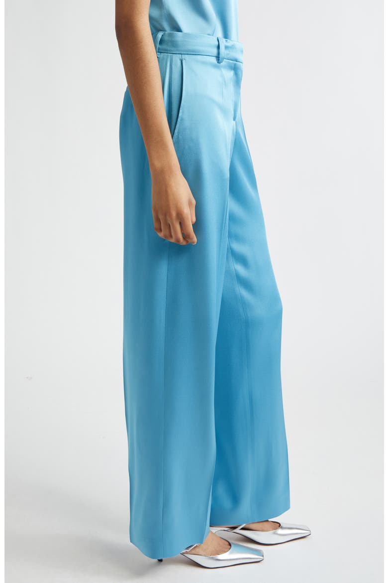 Satin Straight Leg Pants, Alternate, color, STEEL BLUE