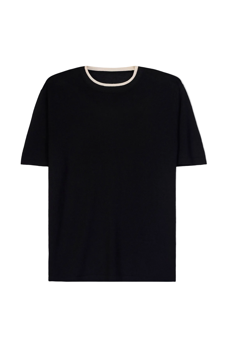 Gobi Cashmere Cashmere Silk Double-Collar T-Shirt, Main, color, Black