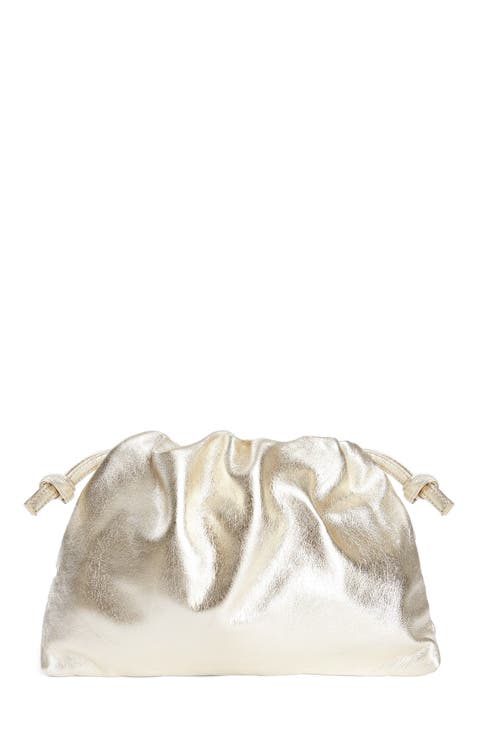 Monica Leather Drawstring Clutch