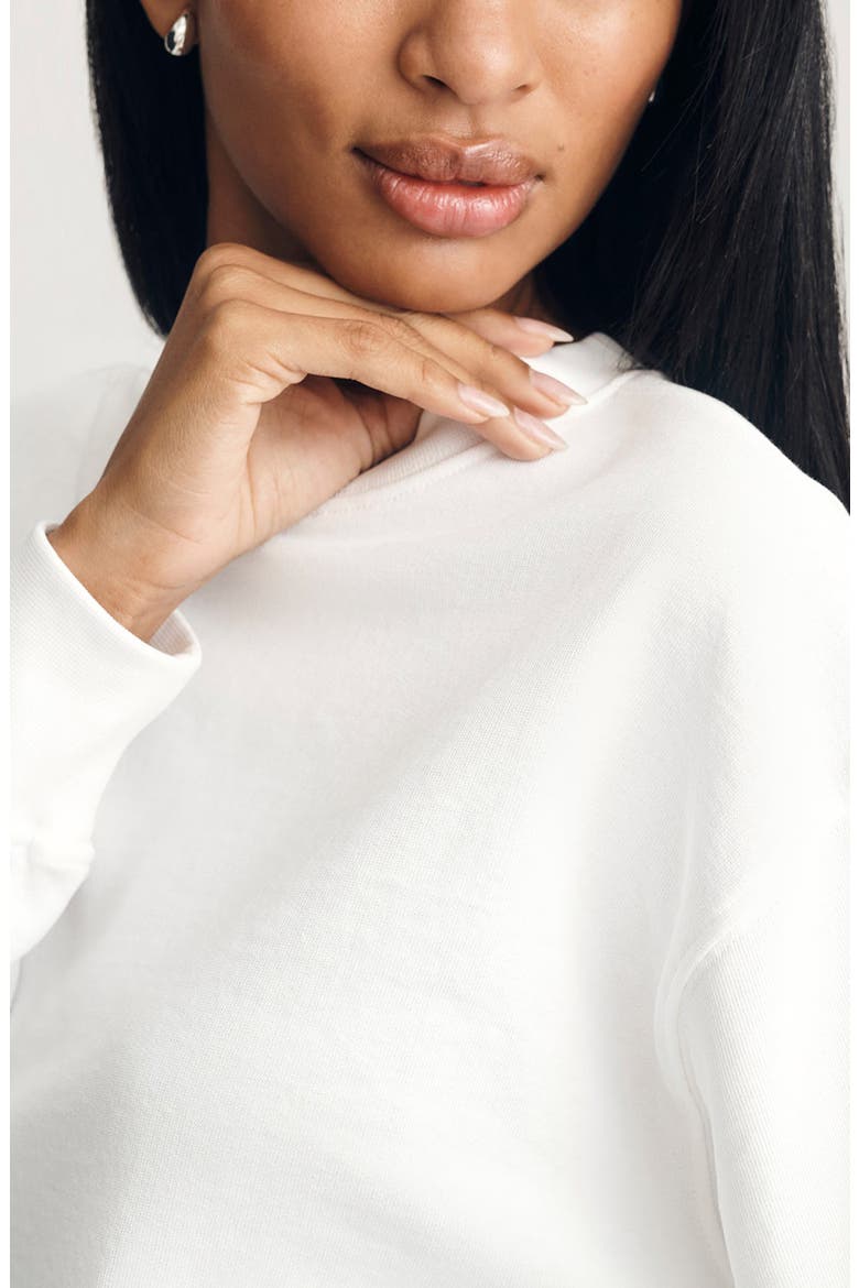 Relaxed Crop Cotton Sweatshirt, Alternate, color, WHITE