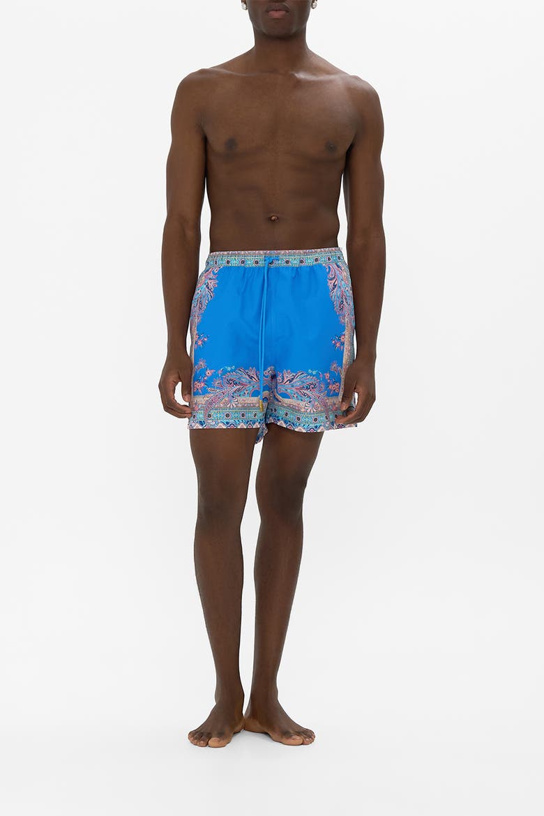 Mid Length Boardshort With Elastic Waist Footsteps In Folklore, Alternate, color, Footsteps In Folklore