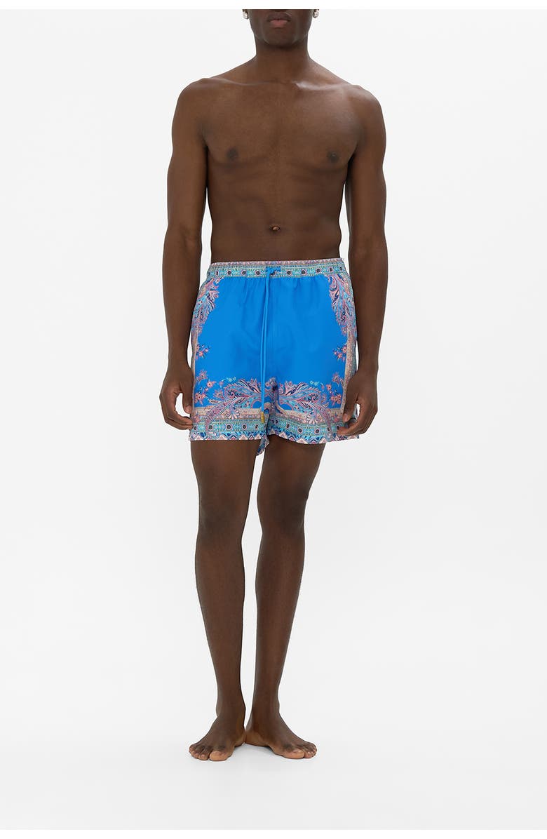 Camilla Mid Length Boardshort With Elastic Waist Footsteps In Folklore, Alternate, color, Footsteps In Folklore