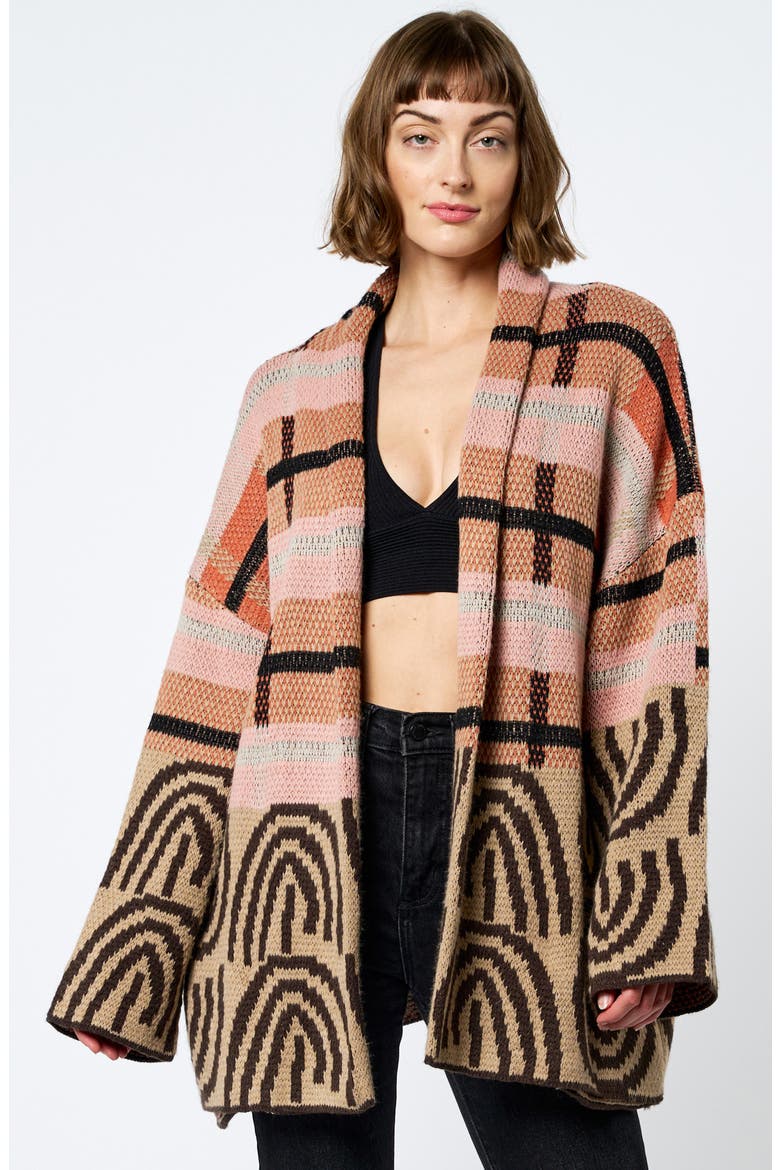 Irene Knit Jacket, Alternate, color, KHAKI MULTI