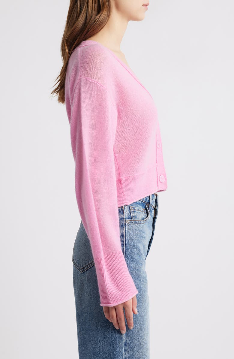 LoveShackFancy Lawrence Cashmere Crop Cardigan, Alternate, color, Sunset Pink
