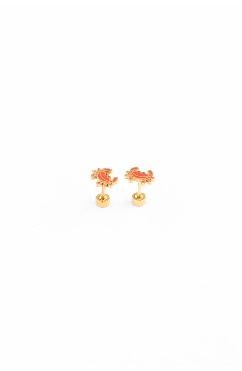 Pip Pop Crab Stud Earrings, Alternate, color, Red
