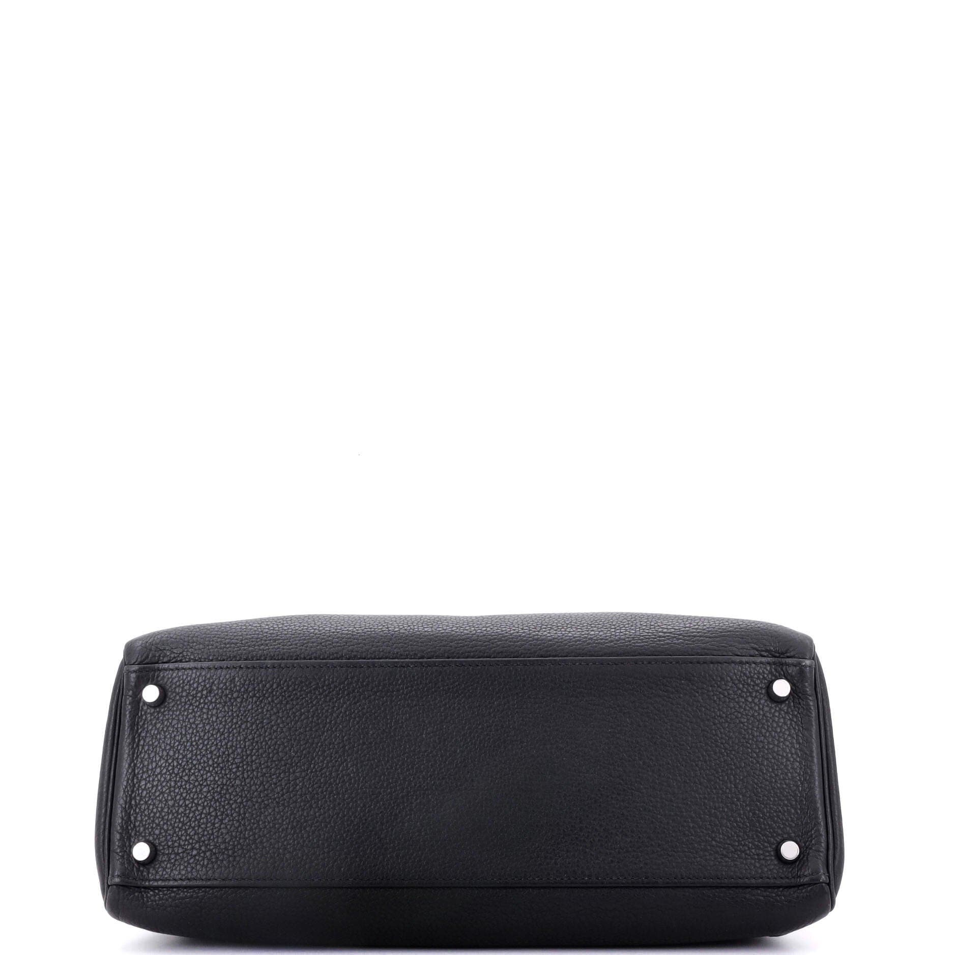 Pre-Owned Hermes Kelly Handbag Black Clemence with Palladium Hardware 35, Alternate, color, 