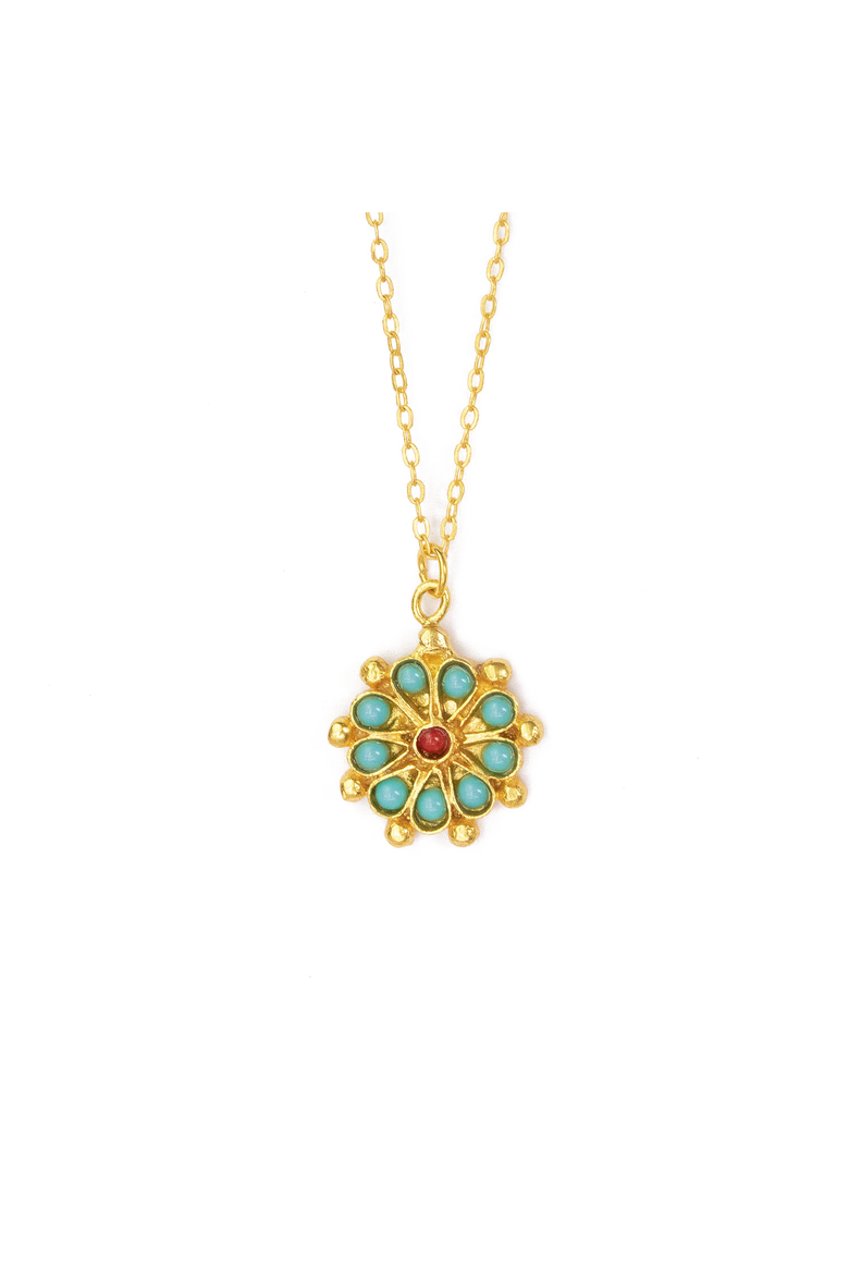 Beaded Pendant Necklace, Main, color, Brass
