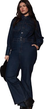 ELOQUII Western Detail Denim Jumpsuit