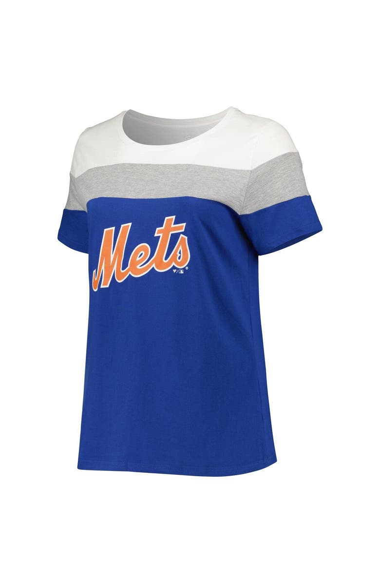 PROFILE Women's White/Royal New York Mets Plus Size Colorblock T-Shirt, Alternate, color, 