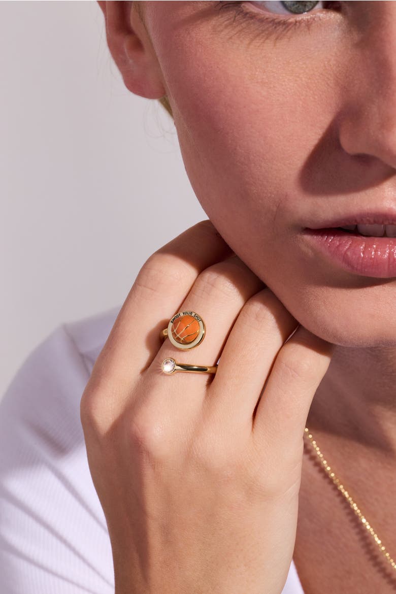 'Shoot Your Shot' Basketball Open Fidget Ring, Alternate, color, Gold