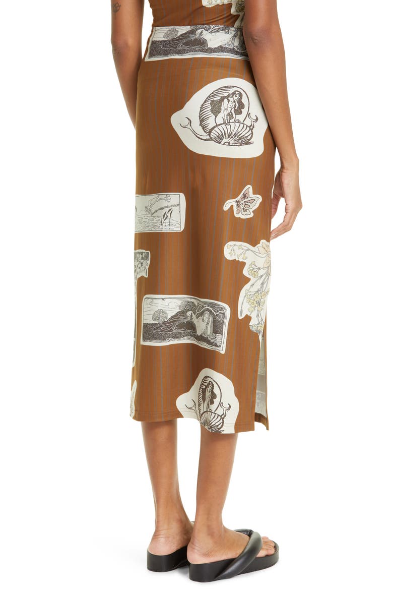 Collage Print Pinstripe Recycled Polyester Blend Midi Skirt, Alternate, color, PRINT MULTI