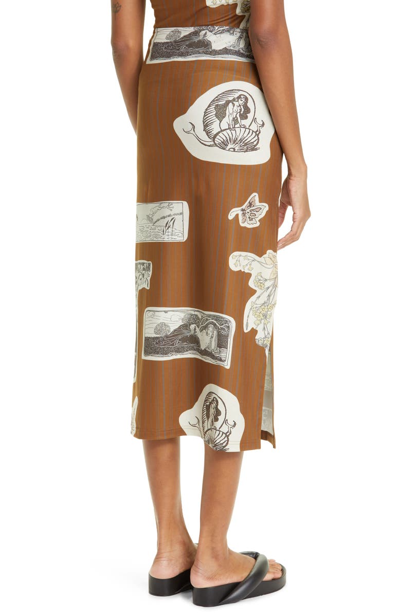 ELLISS Collage Print Pinstripe Recycled Polyester Blend Midi Skirt, Alternate, color, 