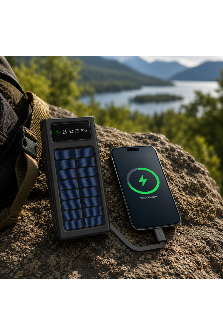 LED Portable Solarsync Power Bank, Alternate, color, Black