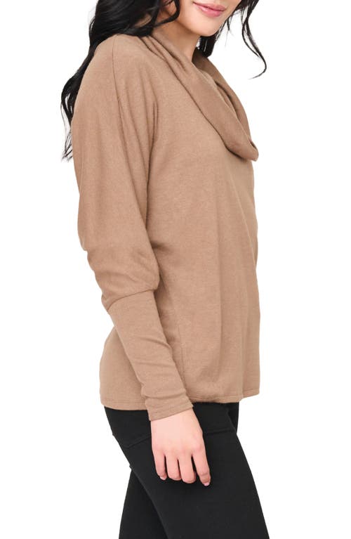 Gibsonlook Cozy Up Cowl Neck Sweater In Brown