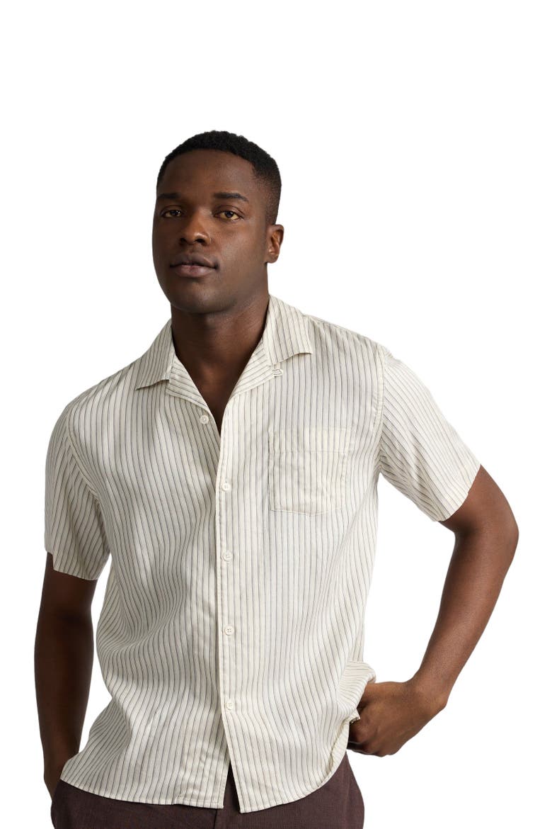 Tencel Convertible Vacation Shirt, Alternate, color, Black/Ivory