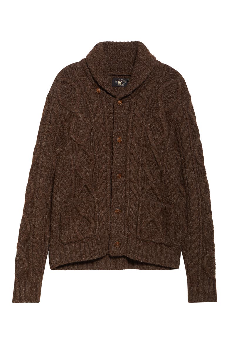 Heathered Shawl Collar Cardigan, Alternate, color, BROWN HEATHER