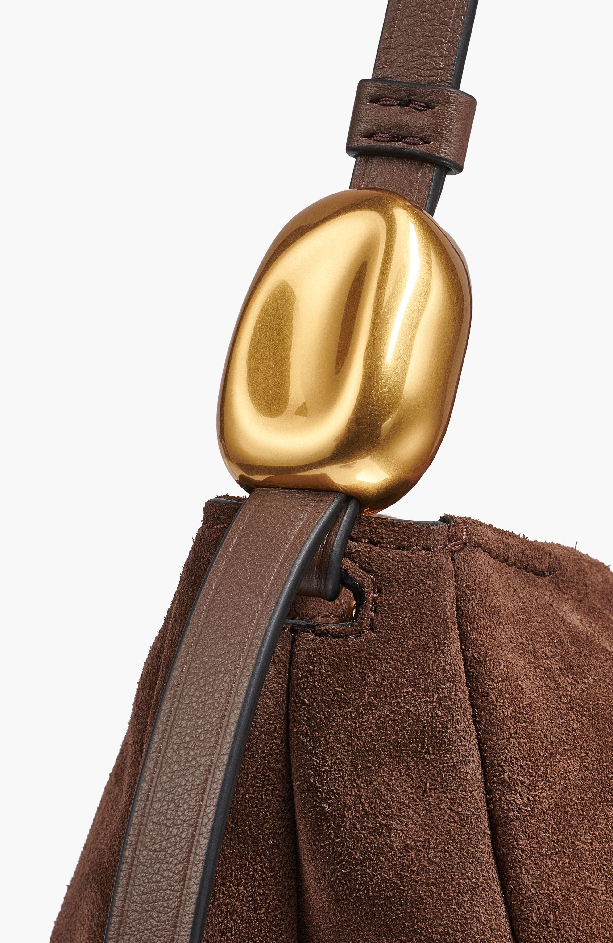 Donna Karan New York Velvet Suede Large Shoulder, Alternate, color, Chocolate
