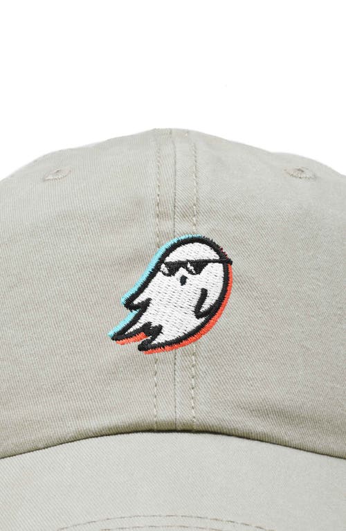 Dalix Ghost Life Embroidered Casual Cap In Washed Stone White