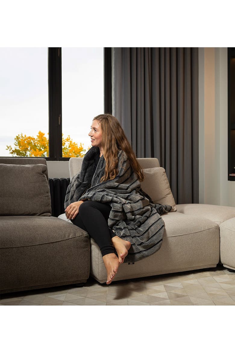 Faux Fur Throw - 50" x 60" - Glacier Grey, Alternate, color, GLACIER GREY