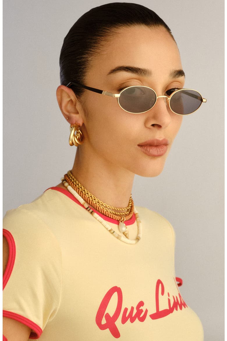55mm Icicle Oval Sunglasses, Alternate, color, BRIGHT GOLD / SMOKE MONO