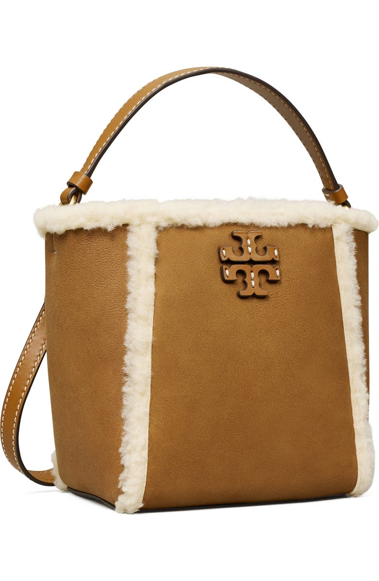 Tory Burch Small McGraw Genuine Shearling Bucket Bag, Alternate, color,