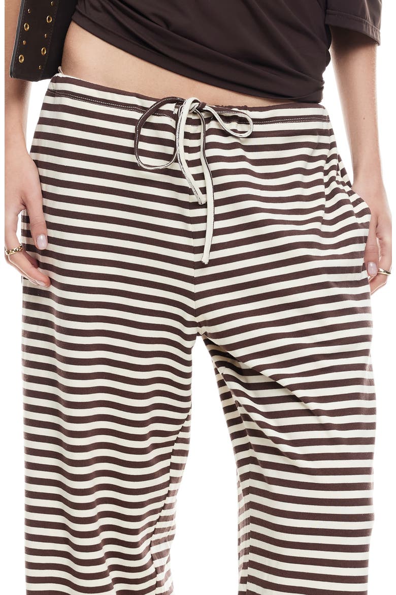 Bloom Stripe Pants, Alternate, color, DARK CHOCOLATE