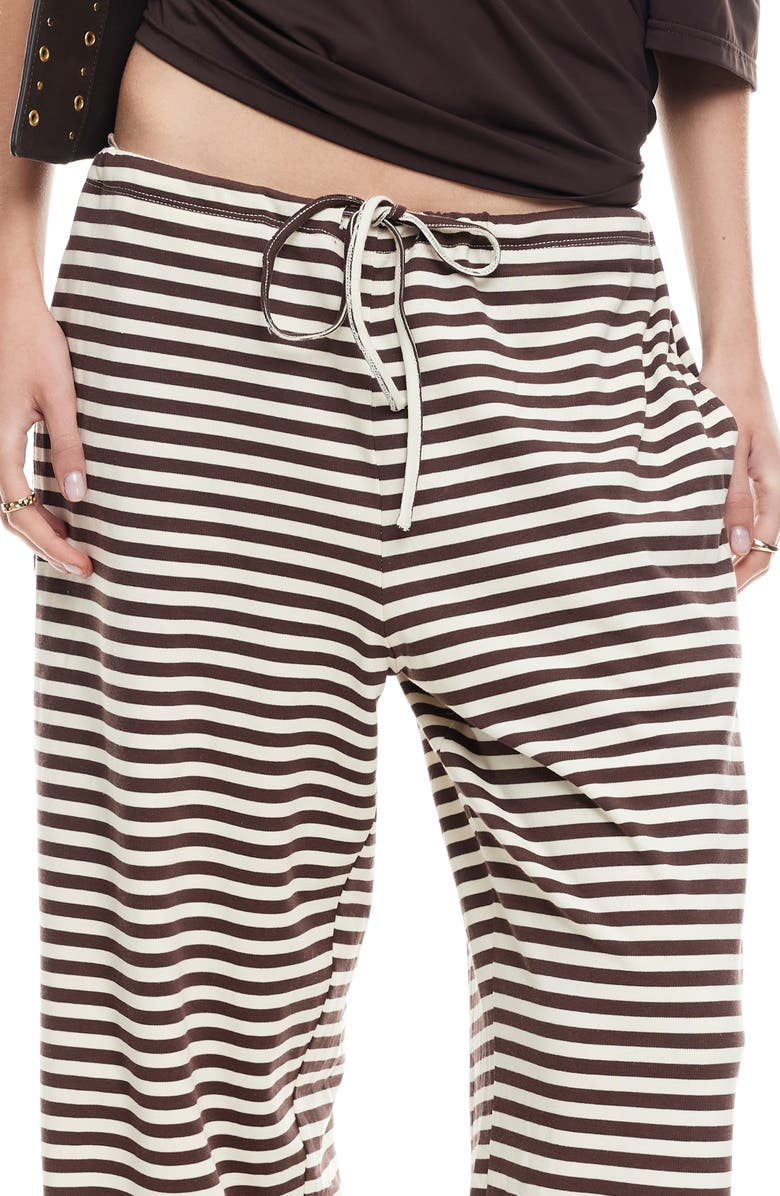 LIONESS Bloom Stripe Pants, Alternate, color, Dark Chocolate
