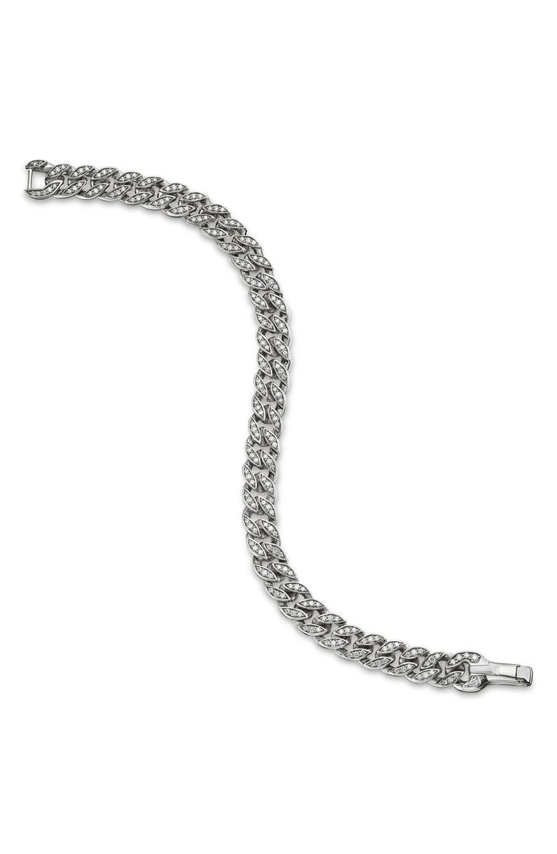 David Yurman Men's Pavé Curb Chain Bracelet, Alternate, color, Silver Pave/ White Diamond