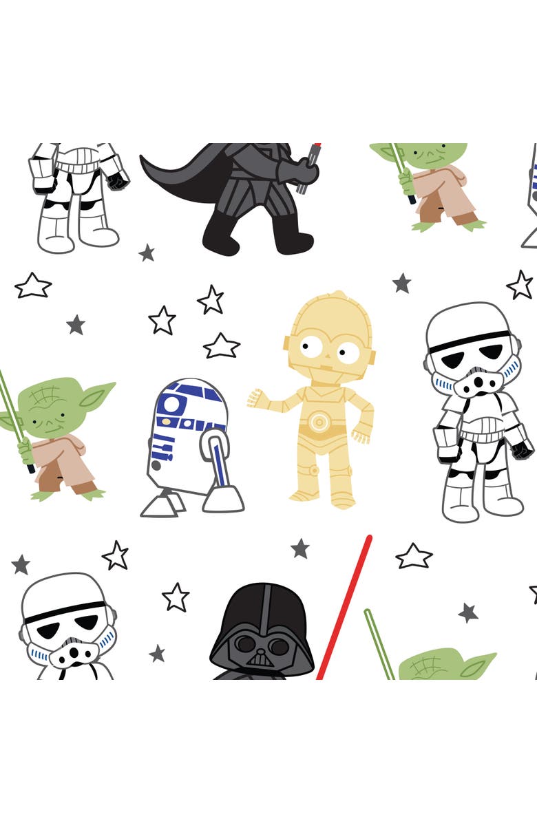Lambs & Ivy Star Wars Classic Fitted Crib/Toddler Sheet - Yoda/Darth Vader, Alternate, color, White