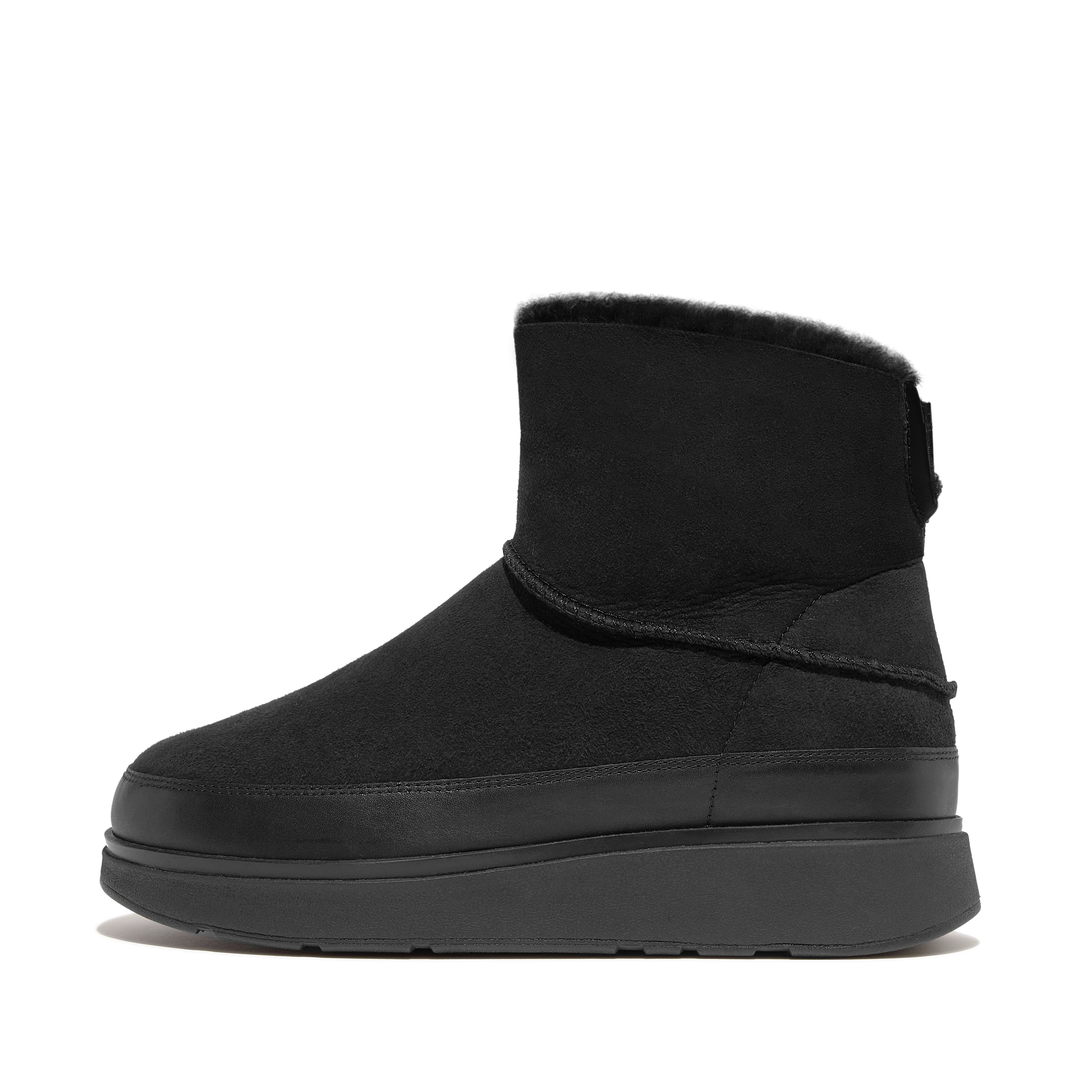 FitFlop Gen-FF mini double-faced shearling boots, Alternate, color, All Black