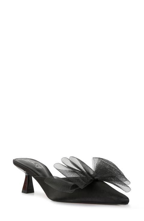 Asma Bow Embellished Kitten Heel Mule (Women)
