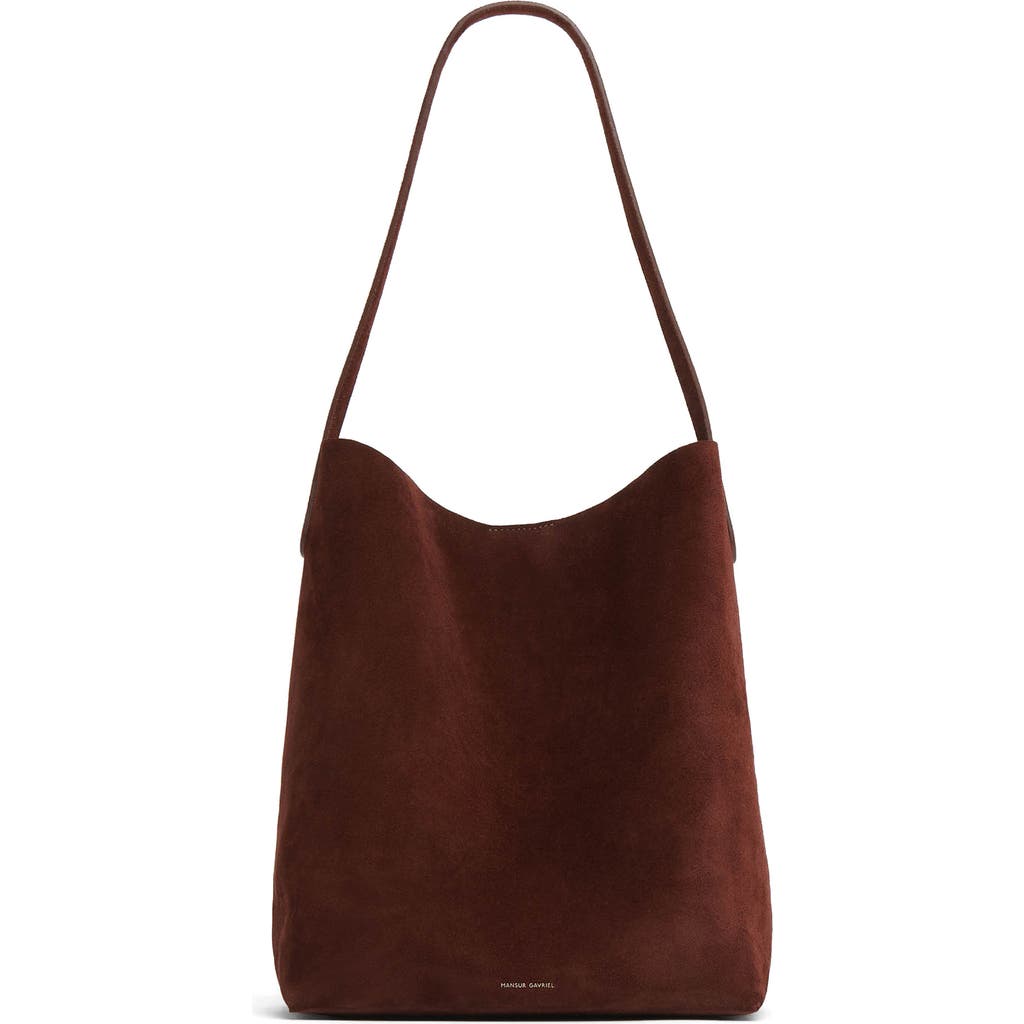 Mansur Gavriel Everyday Cabas Suede Hobo Bag in Chocolate at Nordstrom