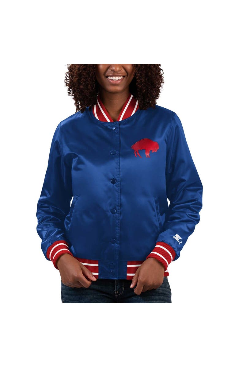 STARTER Women's Starter Royal Buffalo Bills Full Count Satin Full-Snap Varsity Jacket, Alternate, color, Royal