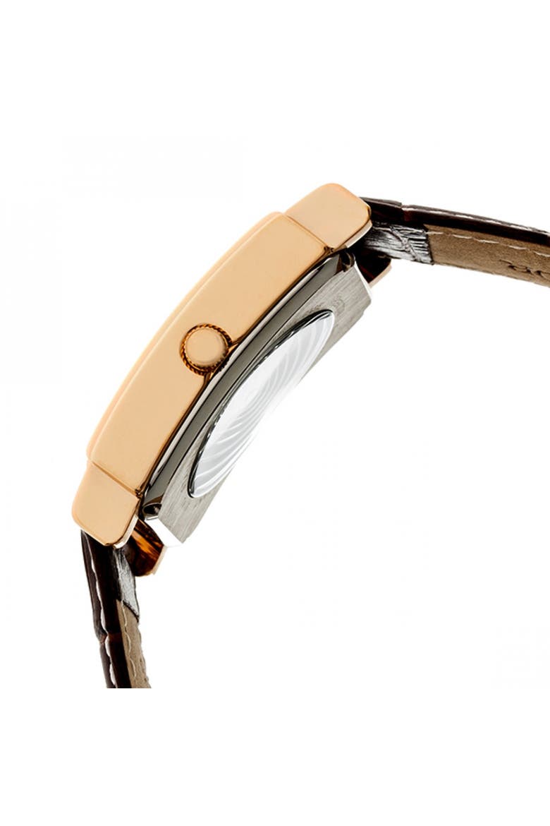 Frederick Leather-Band Watch, Alternate, color, Rose Gold/Black