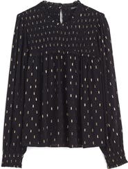 Madewell Smocked High Neck Long-Sleeve Top