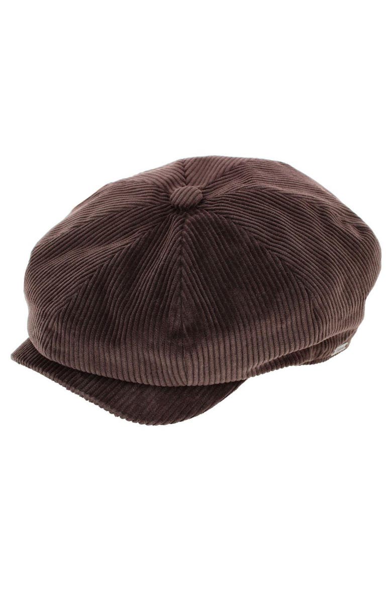Men's Brisbane Moss Corduroy Retro Newsboy Cap, Main, color, Dark Brown
