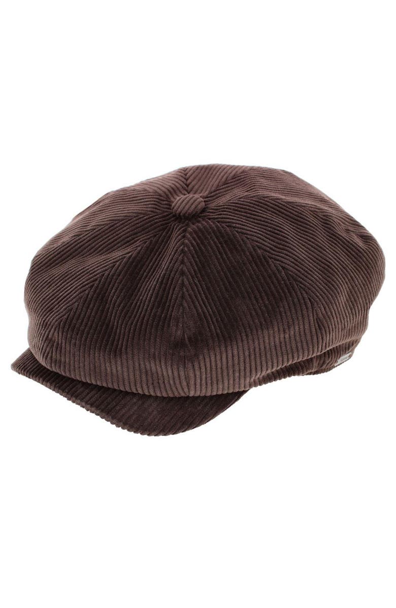 Wigens Men's Brisbane Moss Corduroy Retro Newsboy Cap, Main, color, Dark Brown