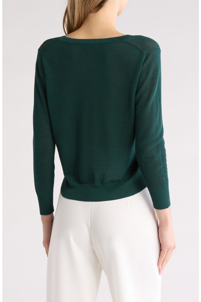 Cotton V-Neck Sweater, Alternate, color, MALACHITE