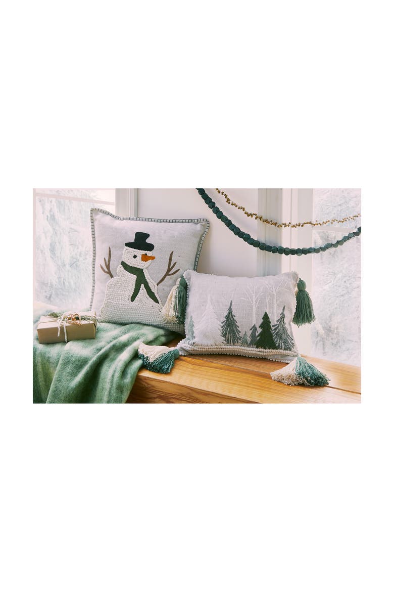 Fresh Balsam Snowman Throw Pillow Multicolor Christmas Decor, Alternate, color, White