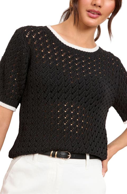 Open Stitch Cotton Blend Sweater