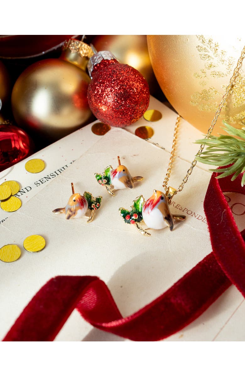 Bill Skinner Studio Robin Pendant & Earring Set, Alternate, color, Gold Plated