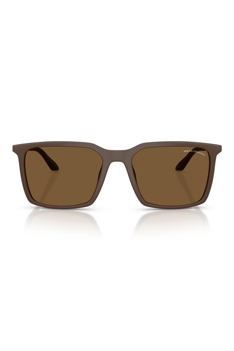 55mm Square Sunglasses, Main, color, MATTE BROWN / BROWN