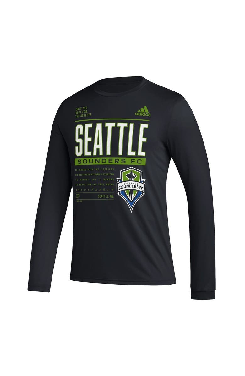 adidas Men's adidas Black Seattle Sounders FC Club DNA Long Sleeve AEROREADY T-Shirt, Alternate, color,
