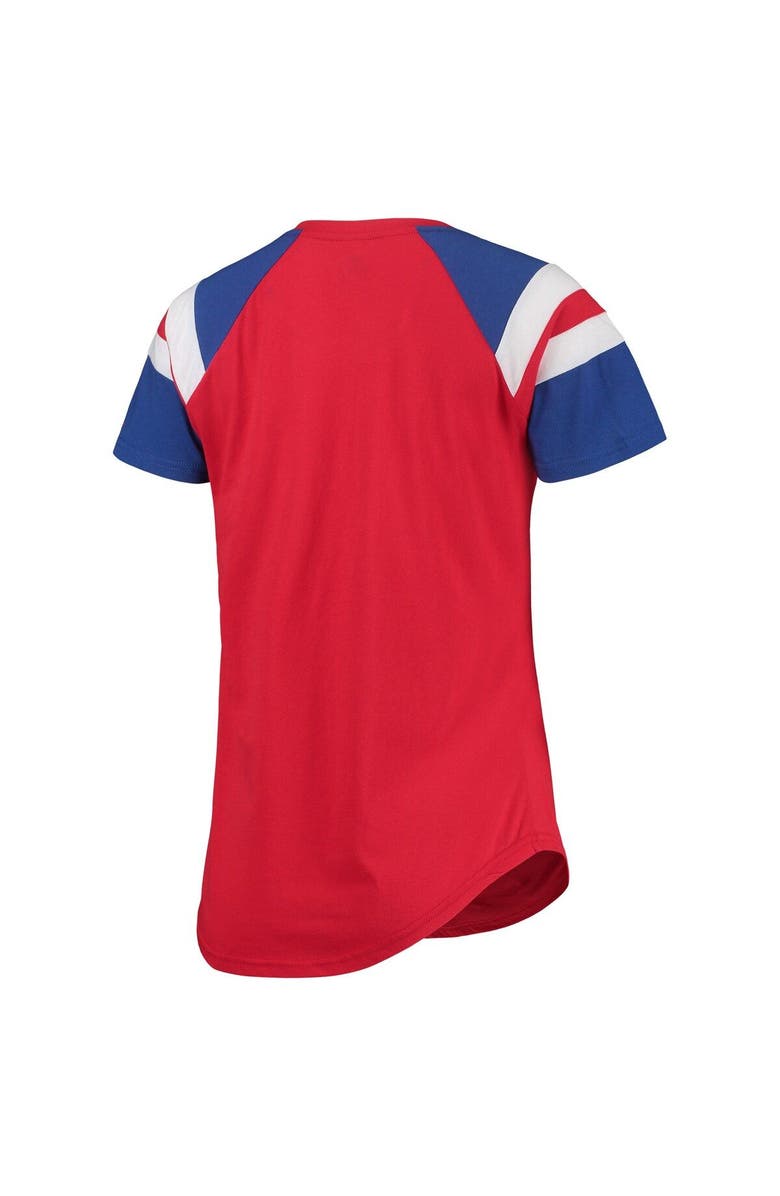 STARTER Women's Starter Red/Royal Philadelphia Phillies Game On Notch Neck Raglan T-Shirt, Alternate, color, 
