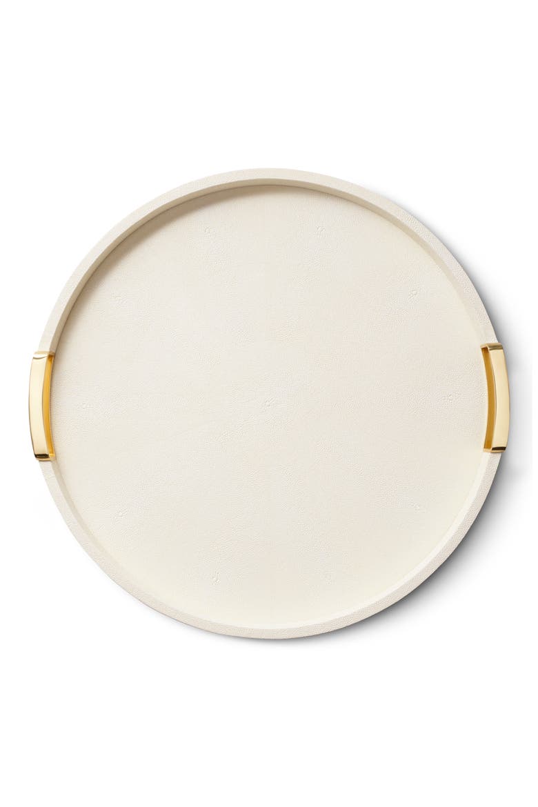Large Round Shagreen Tray, Alternate, color, CREAM