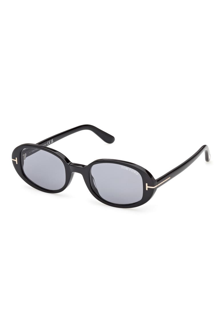 49mm Small Iggy Oval Sunglasses, Alternate, color, SHINY BLACK / SMOKE