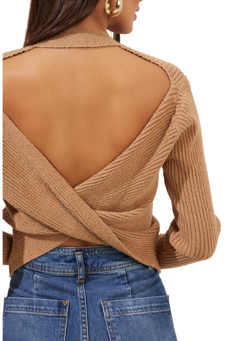 Prescott Twist Back Cutout Sweater, Alternate, color, CAMEL