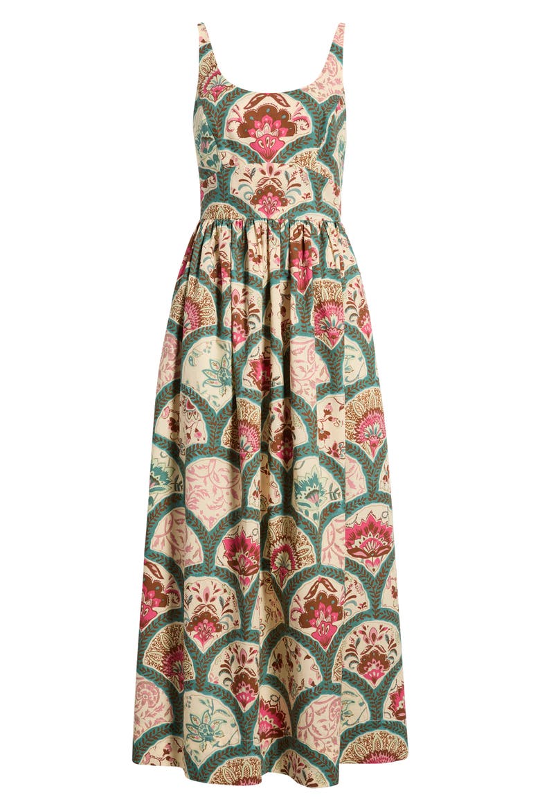 Print Sleeveless Midi Dress, Main, color, CREAM MULTI