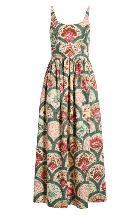 Print Sleeveless Midi Dress