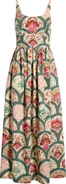 CeCe Print Sleeveless Midi Dress